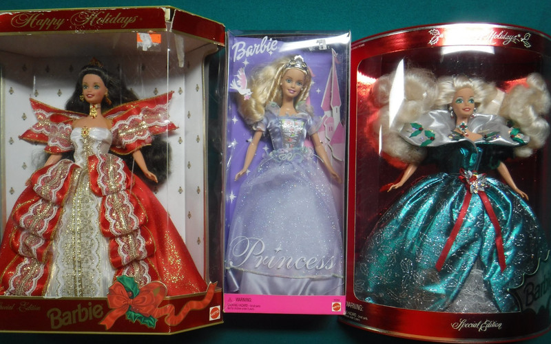 Mattel Barbie  Happy Holidays Special Edition and Priness Dolls Set of 3