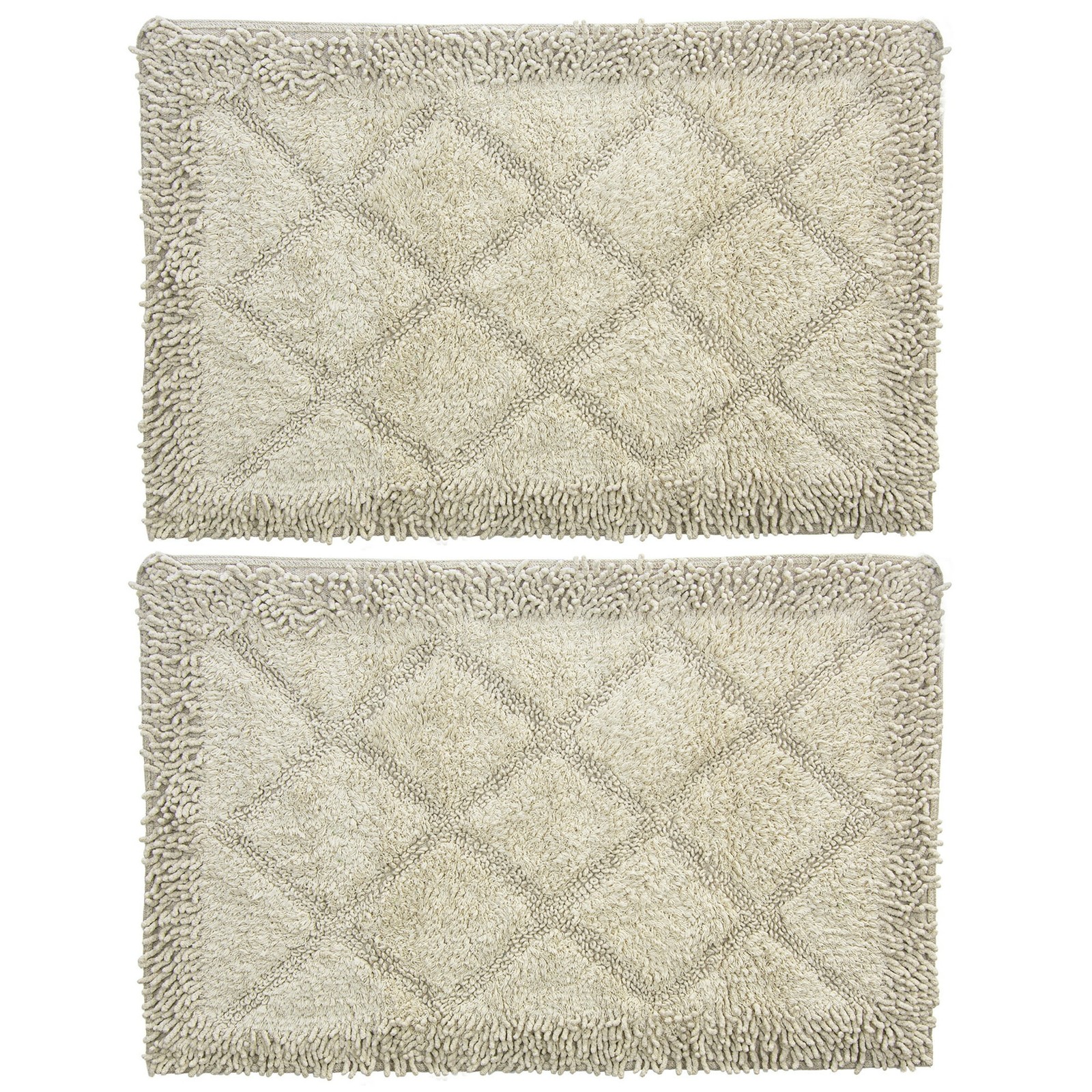 Коврик для ванной Gold Coast Shaggy Cotton с решеткой цвета слоновой кости 28 x 18 2 упаковки 4690₽
