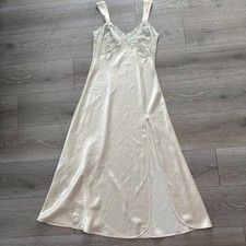 Vintage Victoria's Secret Gold Label Womens Ivory Satin Lace Bodice Nightgown M