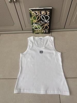 Authentic LOEWE Anagram tank top in white cotton Size XL- UK 14