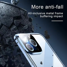360 Metal Magnetic Glass Case for iPhone 16 Pro Max 15 14 13 12 Shockproof