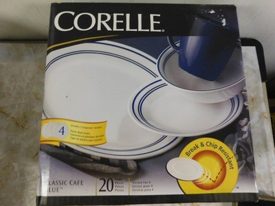 Corelle Classic Cafe Blue 20pc Dinnerware Set Service for 4 NEW in Box
