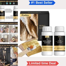 Gold Leaf Gilding Kit 100ml Water Based Adhesive Varnish 100 Sheets Brushes