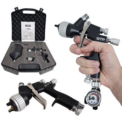 Professional Spray Gun Clear 1.3 MP Box + Air Reg + Alu Cup Clearcoat Base Color
