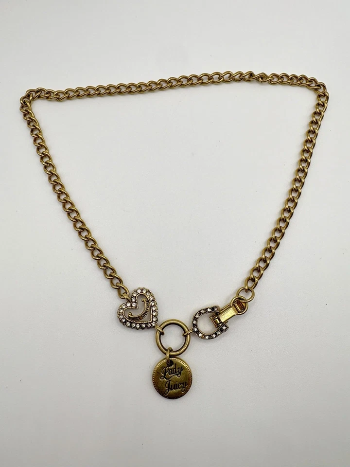 Gargantilla Collar Reversible Juicy Couture "Love Luck Couture" Tono Dorado Y2K Foto 3 de 4