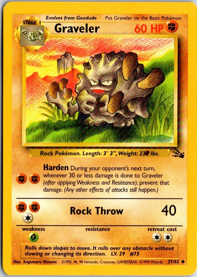 1999 POKEMON FOSSIL GRAVELER #37/62