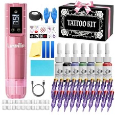 Wireless Tattoo Kit Complete for Beginners Pen Machine with Power Supply Needles