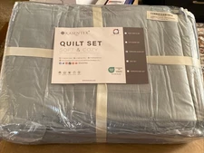 KASENTEX Oversized Queen Velvet Quilt Set 102"x106" Soft and Cozy