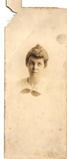 Antique Cabinet Card Style Portrait Young Woman Bow 3x7 Vintage Photograph