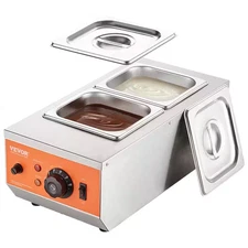 Chocolate Tempering Machine 9 Lb. 2-Tanks Chocolate Melting Pot 800W Stainless S
