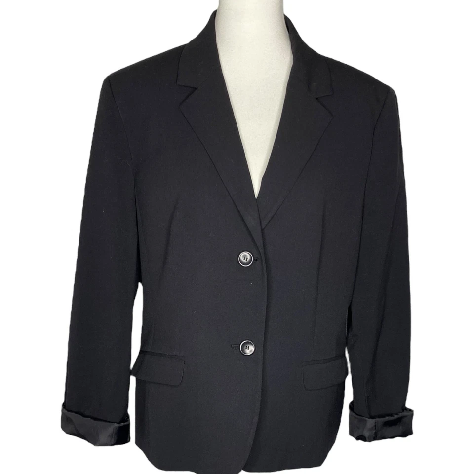 Nine West Schoolboy Blazer Black Single Breasted Size 16 Jacket Academia Preppy - Image 2 of 4