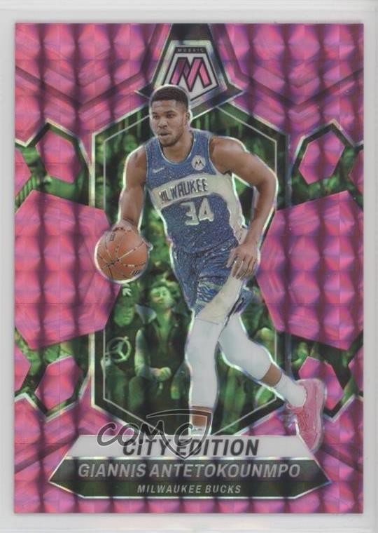 2023-24 Panini Mosaic City Edition Pink Prizm 24/149 Giannis Antetokounmpo #279