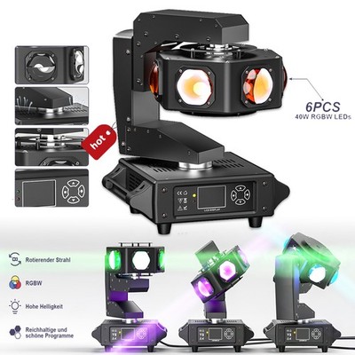 300W 6 LED Moving Head Bühnenlicht RGBW Beam Spot DMX Lichteffekt DJ Show Disco