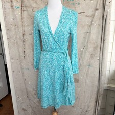 1970s Vintage Diane Von Furstenberg Wrap Dress Size 6 - Blue Speckled Patterned