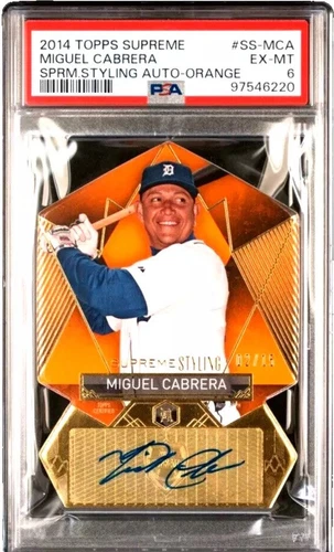 PSA 6 2014 Topps Supreme Miguel Cabrera SPM STYLIN Voiture ORANGE /15 POP 1