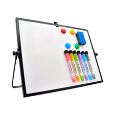Desktop Dry Erase Board - 16in x12in Double Sided Stylish Black Frame Magneti...