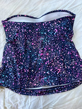 Plus Size 20W Strapless Bustier Tankini Swimsuit Top Navy Pink Blue- TOP ONLY