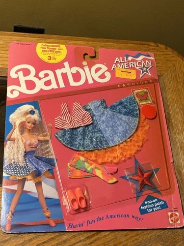 VTG Mattel Barbie “All American Fashions” Set 1990 With Iron On Patch NIP