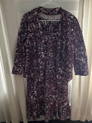 Jessica London Suit Dress Two Piece Mother of the Bride Career Set Ruffle 18 W