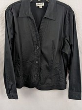 Coldwater Creek Black Cotton Stretch Unlined Blazer Jacket NWOT Size Large