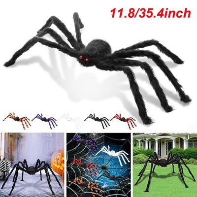 2pc Giant Scary Spider Fake Large Hairy Colorful Spider for Halloween Yard Decor