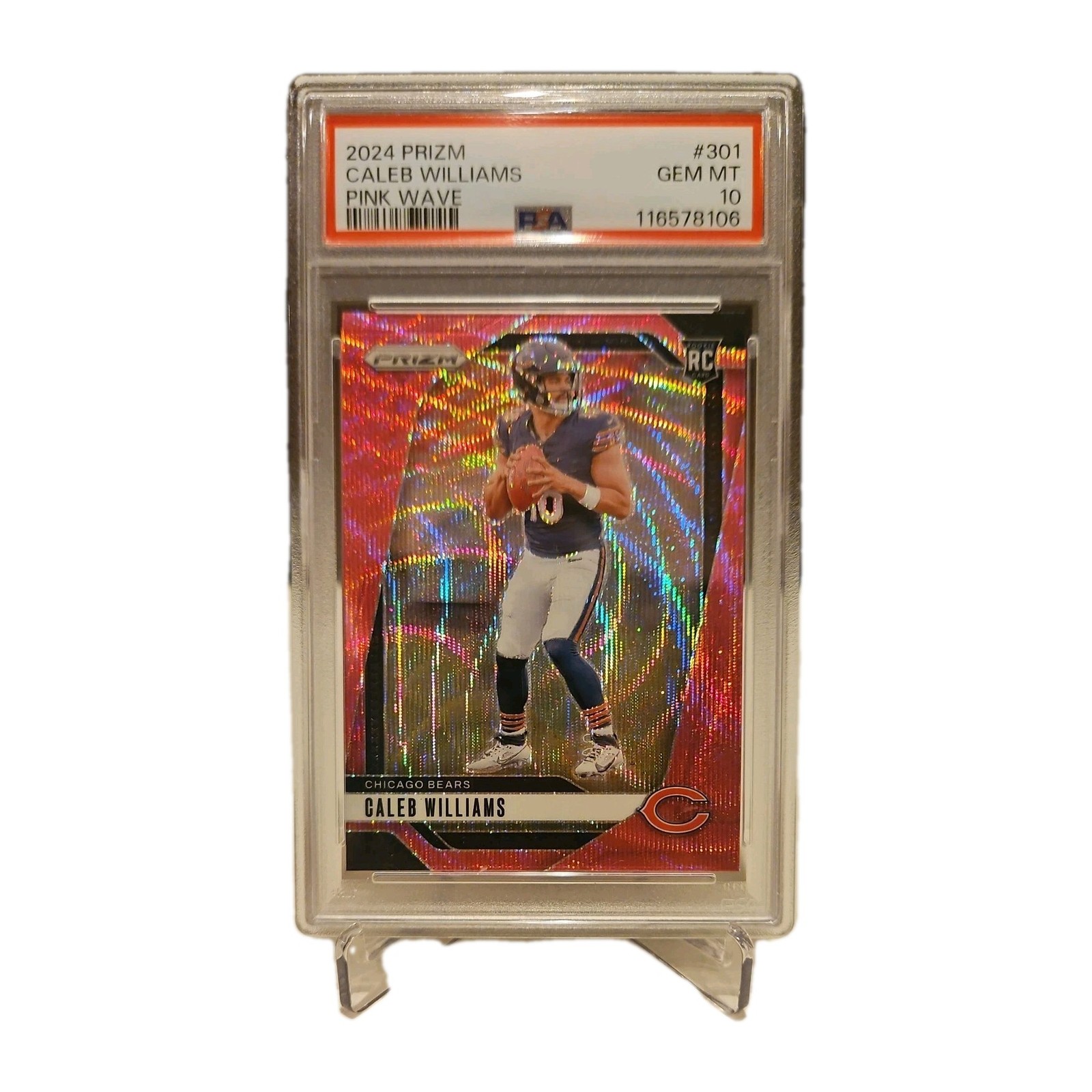 2024 PANINI PRIZM PINK WAVE #301 CALEB WILLIAMS ROOKIE RC PSA 10