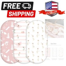 3-Pack Organic Bassinet Sheets for Girls Stretch, Soft Cozy Fitted Bassinet M...