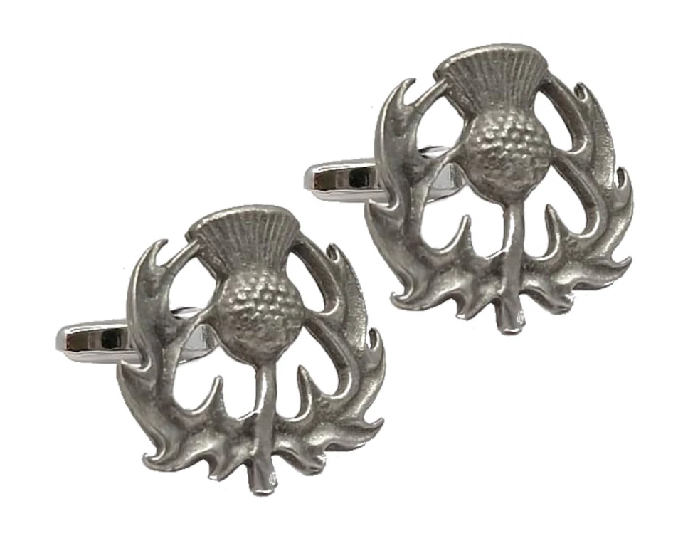 Scottish thistle flower Pewter Rugby Thistle Gift Cuff links By CUFFLINKS DIRECT - Image 2 of 4