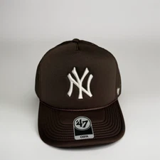 New York Yankees Trucker Hat '47 Brown Mesh L Rope SnapBack Baseball New NY MLB