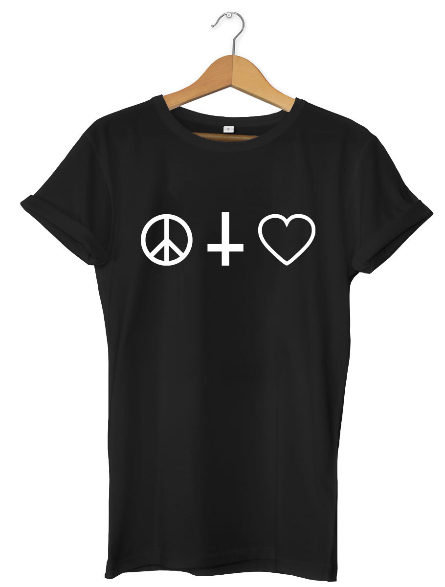 Camiseta unisex Peace & Love Symbols para hombre y mujer