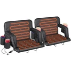 2 Pcs Cozy Outdoors Heated Stadium Seat 6 Levels Adjustable Tilt Angles, Black