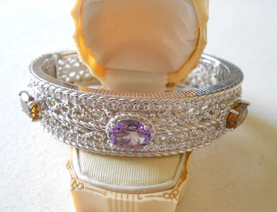 Brazalete de plata de ley Judith Ripka amatista citrino diamonique 800112 Foto 2 de 4