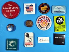 12 vintage 1980s computing conference buttons badges IOMEGA ADOBE DIGITAL PEX