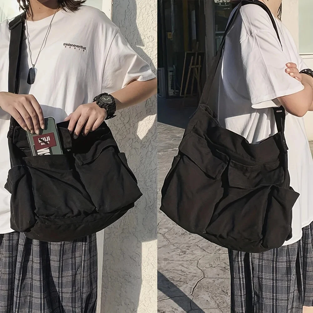 TELFAR Borsa a tracolla in tela da lavoro grande capacità retrò messenger bag nuova studente