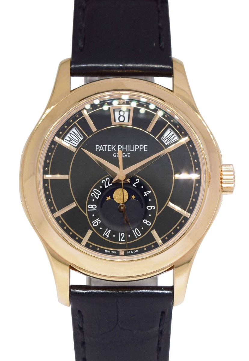 Patek Philippe Annual Calendar 5205 18k Rose Gold Black Dial Watch