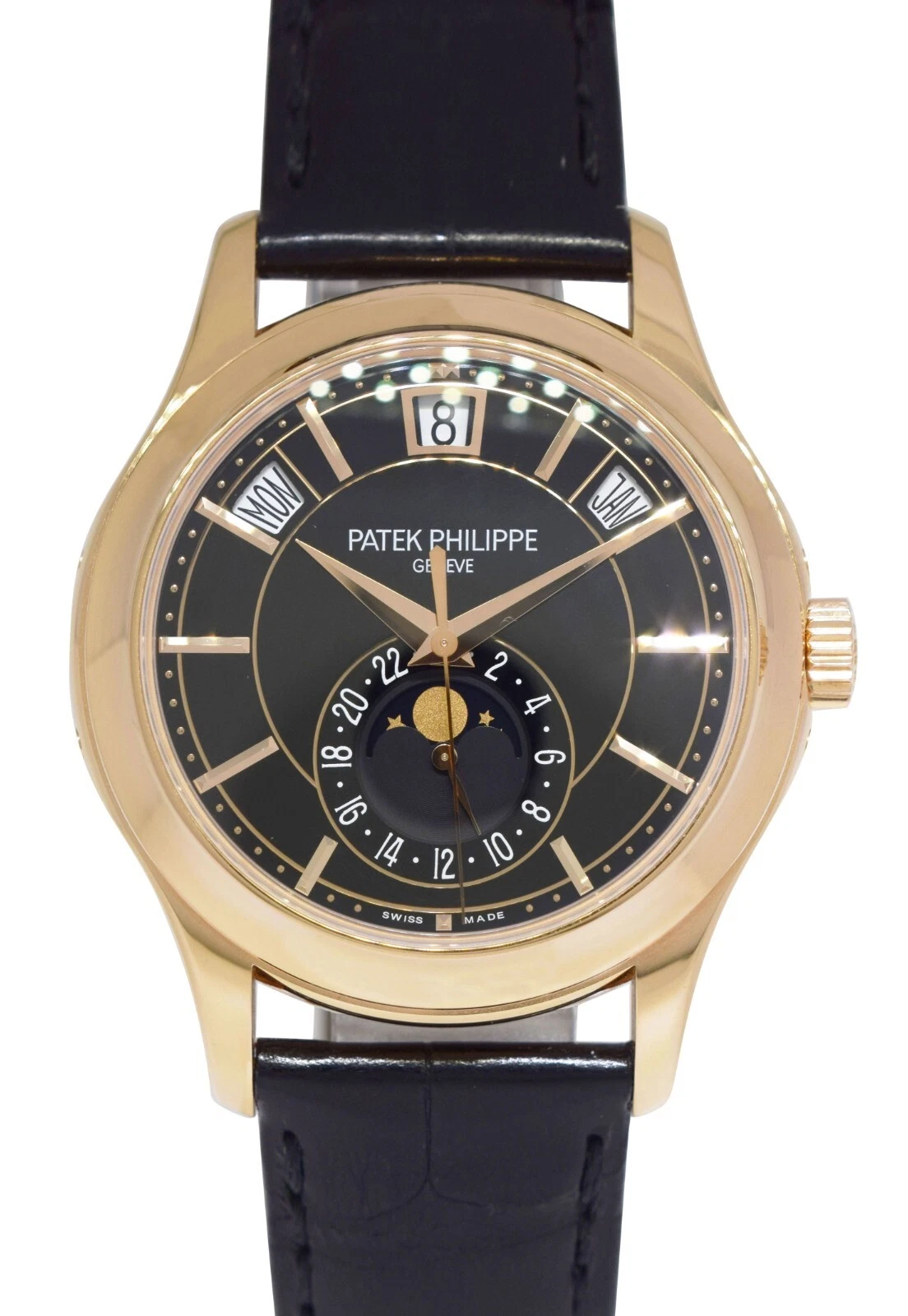 Patek Philippe — Patek Philippe Annual Calendar 5205 18k Rose Gold Black Dial Watch B/P '13 5205R