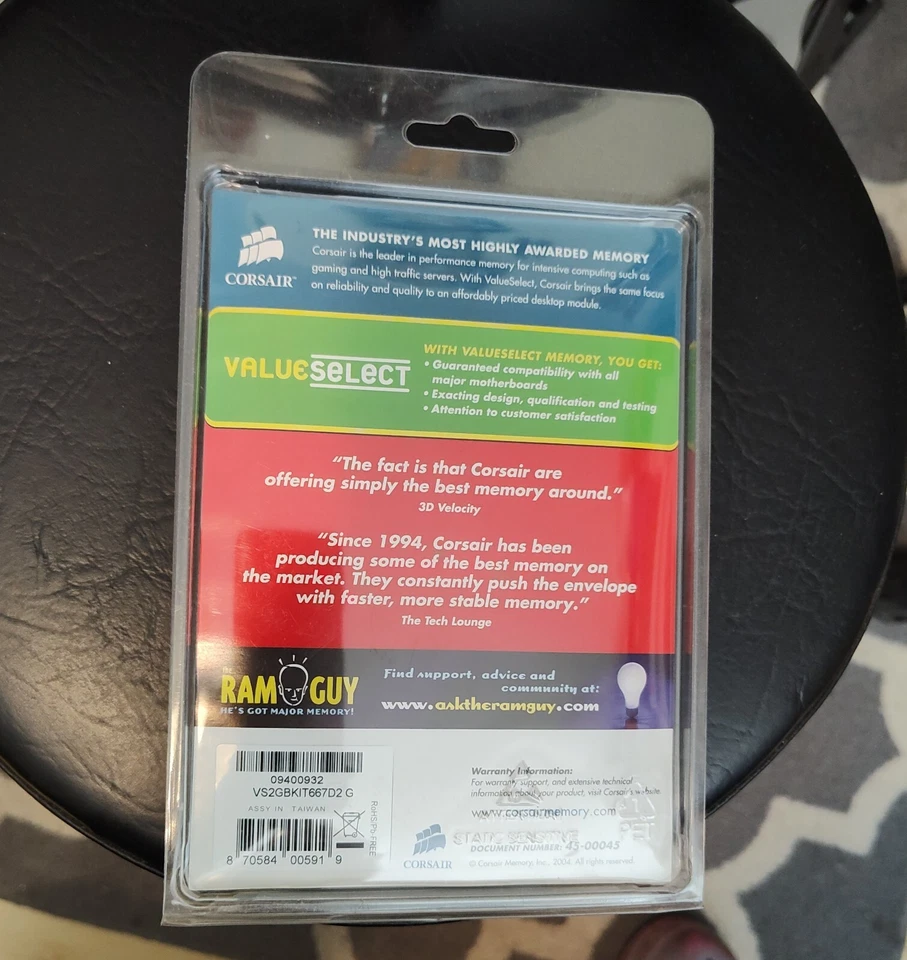 Corsair 2 GB DIMM 667 MHz DDR2 SDRAM Memory (VS2GBKIT667D2) New - Image 2 of 2