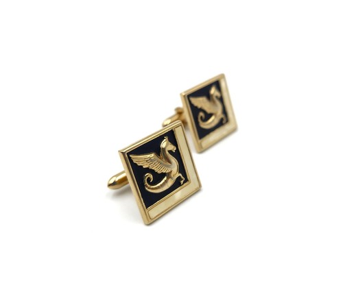 Swank Vintage Cufflinks Winged Horse Mythological Pegasus Square Cuff Links - Picture 4 of 5