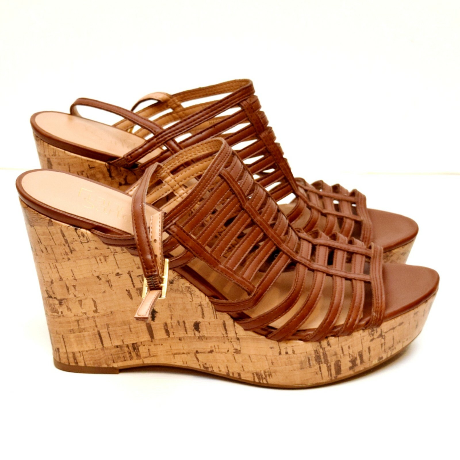 SARTO BY FRANCO SARTO Womens Beige Wrapped Architectural Heel Toe Loop Strappy Rache 2 Square Toe Block Heel Buckle Leather Dress Sandals Shoes M main image 0