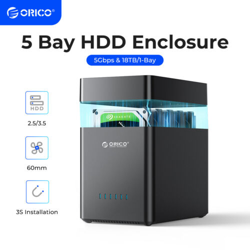 ORICO 5 Bay 3.5" SATA Hard Drive Enclosure USB 3.0 Magnetic HDD Docking Station - Picture 2 of 8