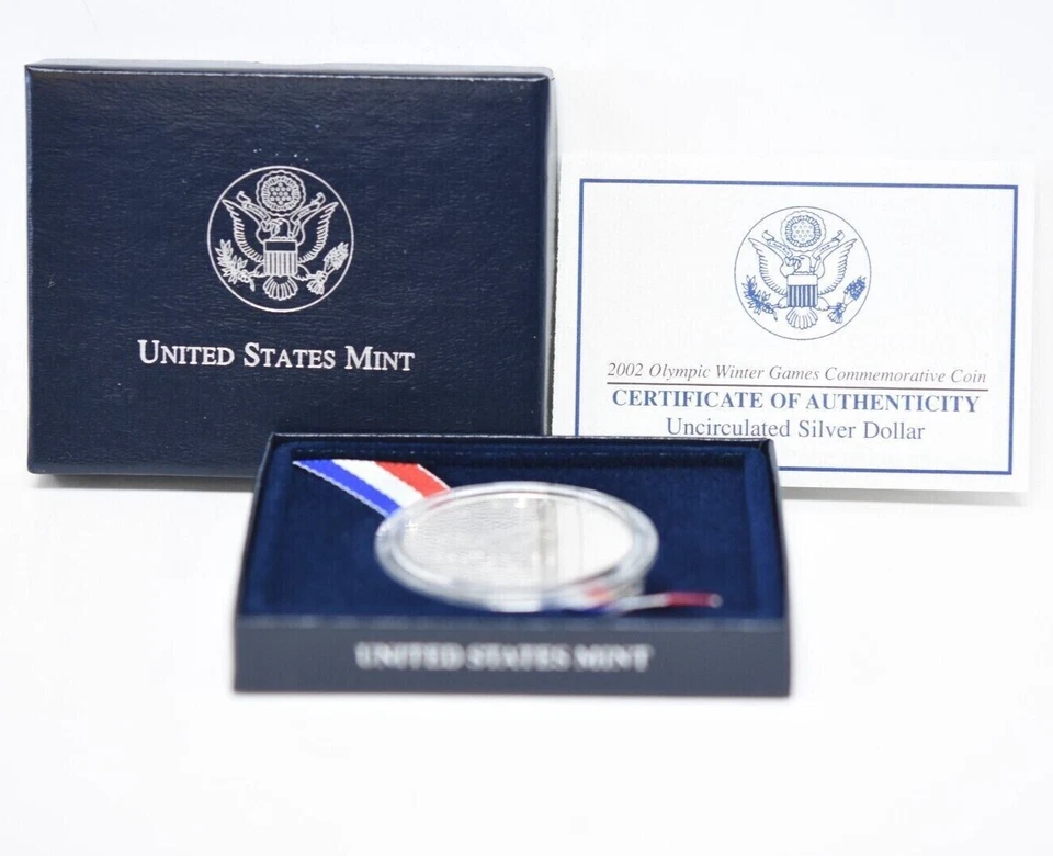 (1) 2002 P Salt Lake Winter Olympic Games Silver $1 Dollar MS/UNC Coin wBox& COA - Image 4 of 4