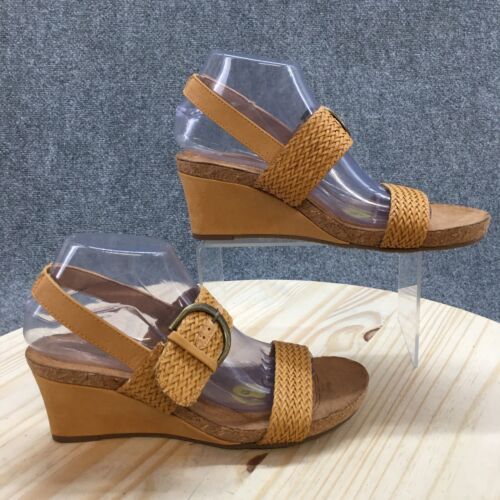 Adrienne Vittadini Damen-Sandalen 9 M Tomer Keilabsatz Fersenriemen braun Kunstleder