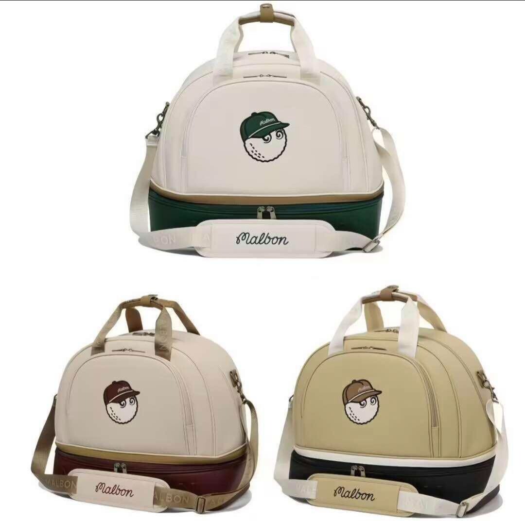 Malbon Golf Boston Bag Golf Bag Shoe Case Green/Red/Beige Malbon Golf Boston Bag Golf Bag Shoe Case Green/Red/Beige
