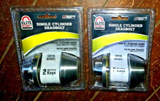 2x Elite Security Single Cylinder Deadbolts  Satin Nickel  Standard Doors 01982