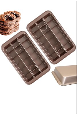 2 Pack Brownie Pan with Dividers 12.2'' x 7.7'' x 1.6'' Nonstick Carbon Steel Ba...