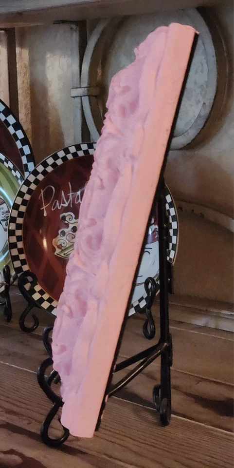 Beautiful Ornate Baby Pink Frame w/ Iron Stand Holds 5x7 - Image 3 of 4