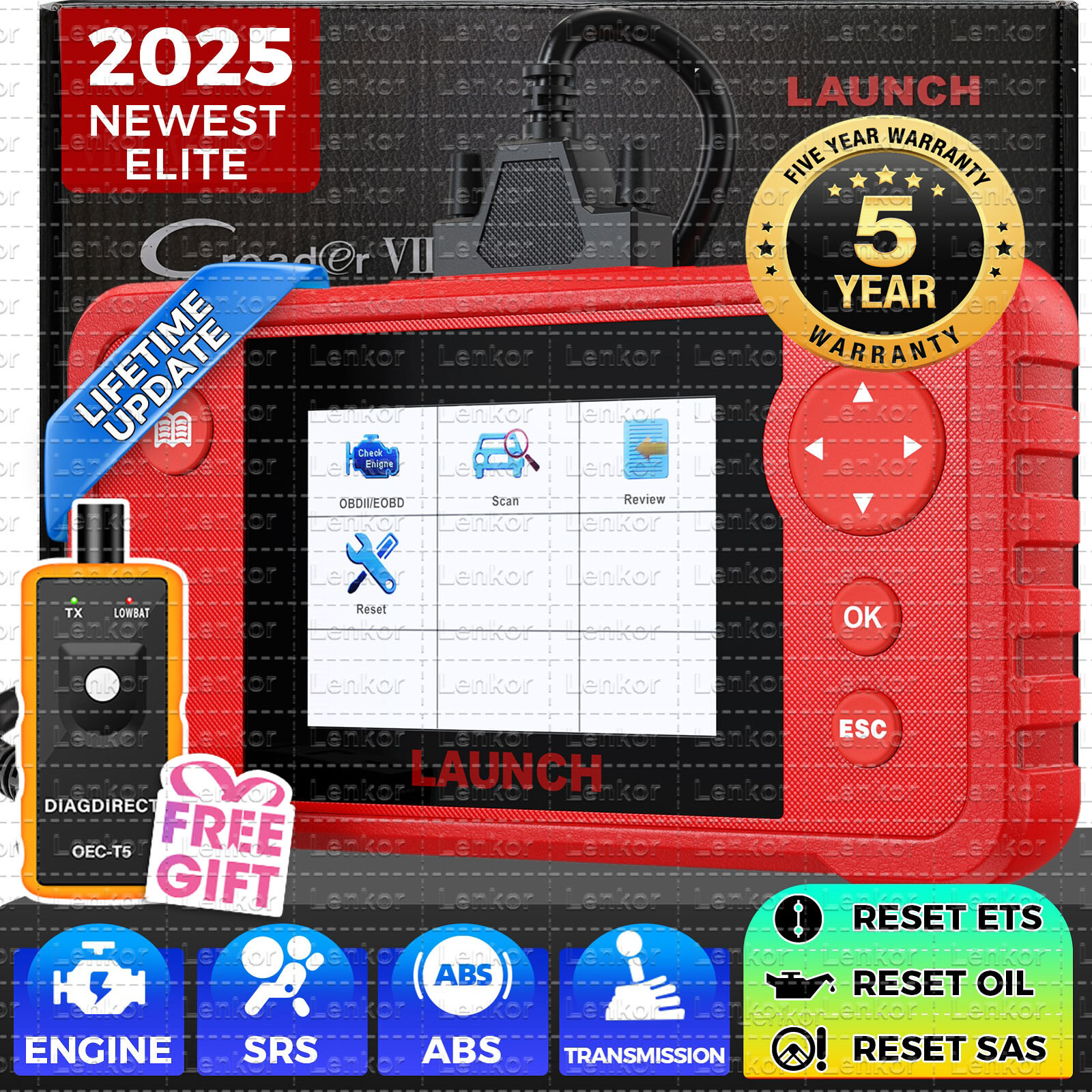 LAUNCH X431 Creader VII+ 7 Plus CRP123 Code Reader OBDII Scanner ABS SRS Engine-image