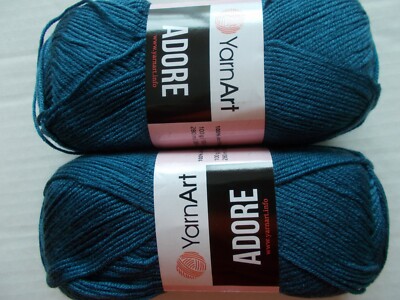 Yarn Art Adore anti-pilling yarn, Denim (dark blue), lot of 2, (306 yds each)