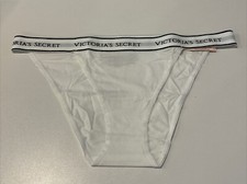 Victoria's Secret Cotton Cheeky Tanga Panty Logo Waist Mid Rise White Size Large