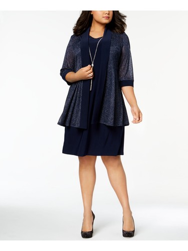 R&M RICHARDS Womens With Jacket 3/4 Sleeve Knee Length Wear To Work Shift Dress
